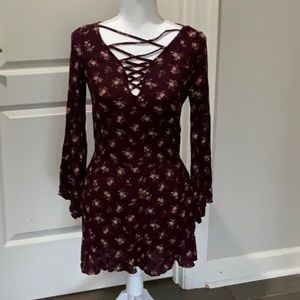 American Eagle XS burgundy romper